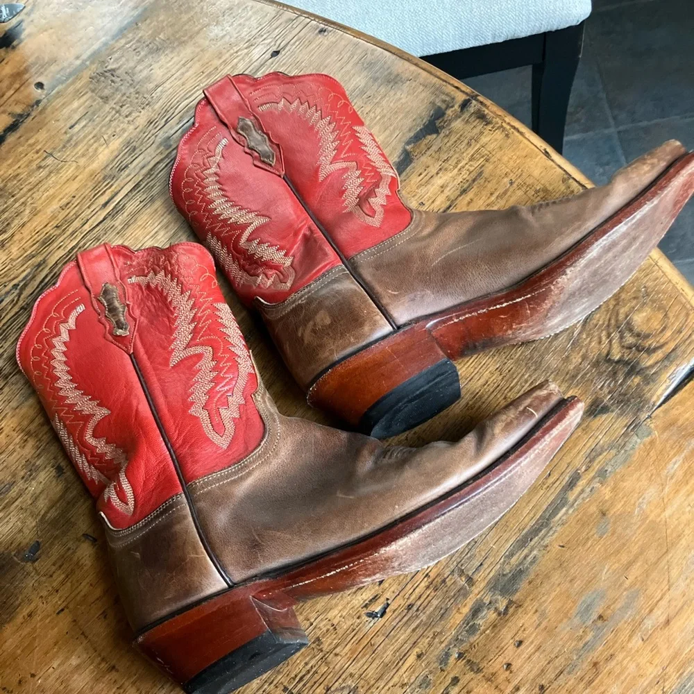 Lucchese Brown Western Cowboy Boots - Picture 4 of 7